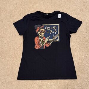Teacher 67 Black Graphic Tee with Skeleton Teacher Design